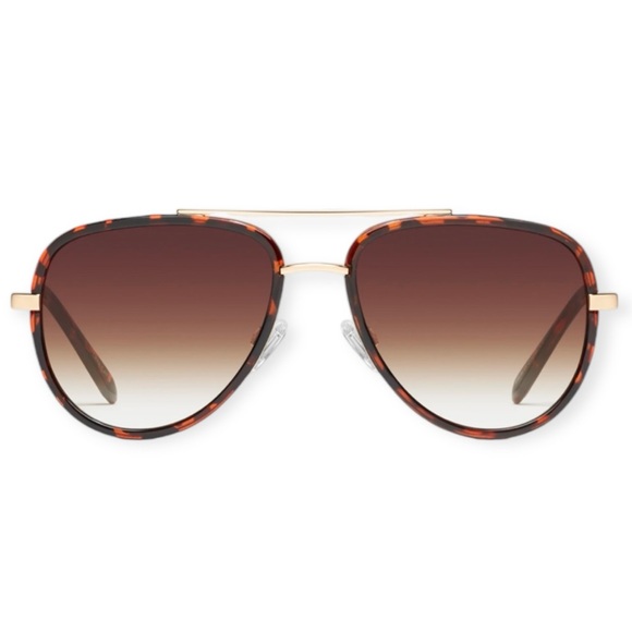 QUAY All In Sunglasses Tortoise Frame Brown Gradient Lenses Aviators Unisex NWT - Picture 4 of 16